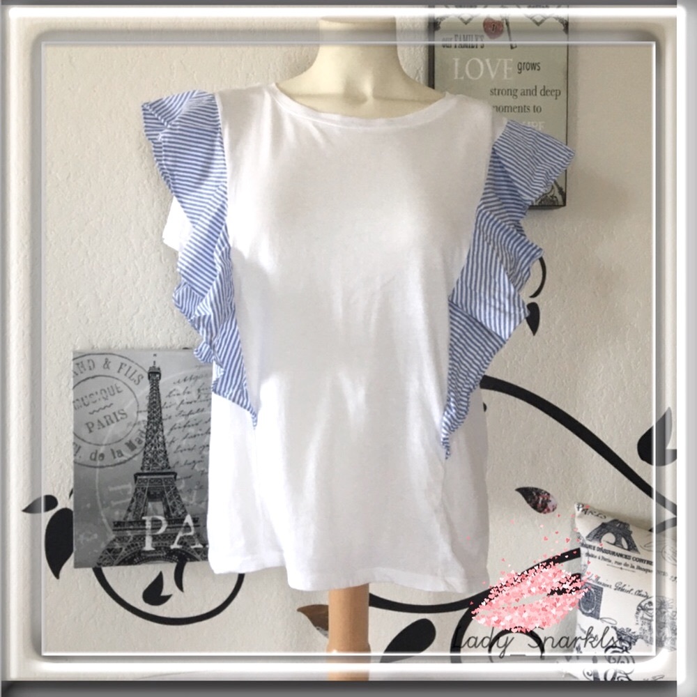 14th & Union Ruffle Short Sleeve Tee Size Large